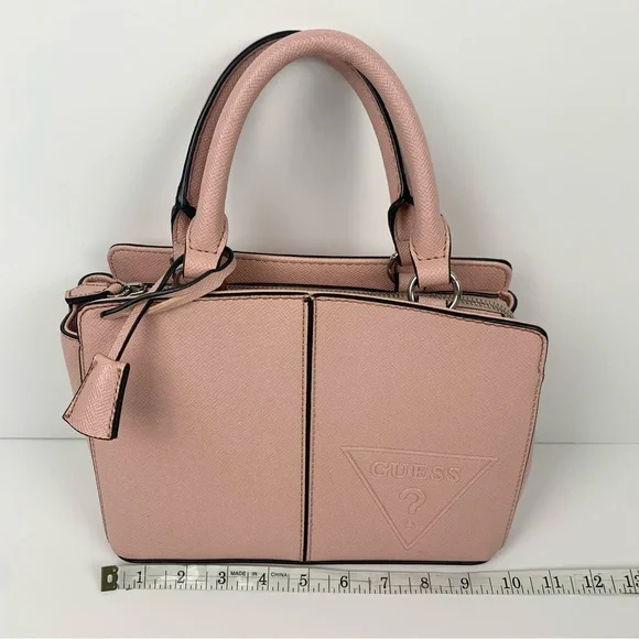 Guess Handbag Y2k Salmon Pink Double Handle Tote Satchel Bag PVC Purse - Picture 3 of 16